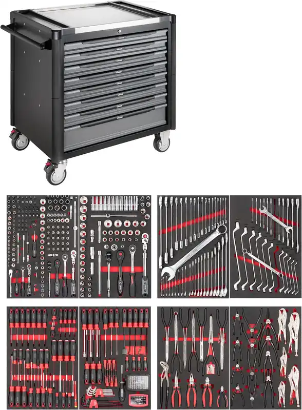 VIGOR Werkstattwagen Series XD · extratief · Edelstahl-Arbeitsplatte · mit Sortiment · V4481-XD/469 · 469-teilig · Anzahl Werkzeuge: 469 Preisreduziert