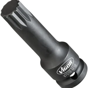 Abverkauf VIGOR Schlagschrauber Schraubendreher-Einsatz · V7018-M18 · Vierkant hohl 12,5 mm (1/2 Zoll) · Innen Vielzahn Profil XZN · M18