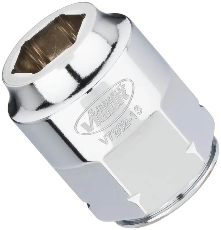 VIGOR Sechskant Steckschlüsseleinsatz · superflach · V7202-13 · Vierkant hohl 12,5 mm (1/2 Zoll) · Außen Sechskant Profil · 13 mm Solange Der Vorrat Reicht