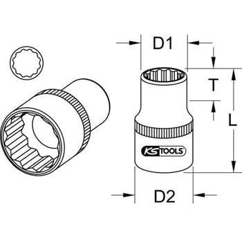 Aktuell 3/4" 12-kant-Stecknuss, kurz, 1.11/16"