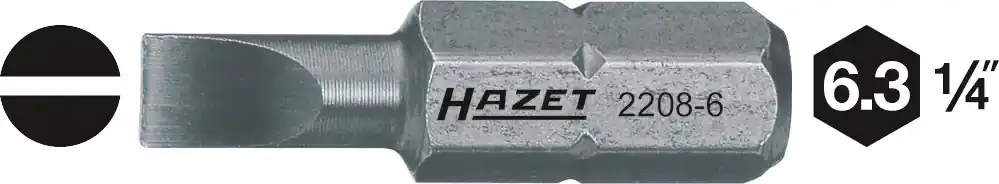 HAZET Bit- Sechskant massiv 6,3 (1/4 Zoll) - Schlitz Profil 2208-11 Abverkauf