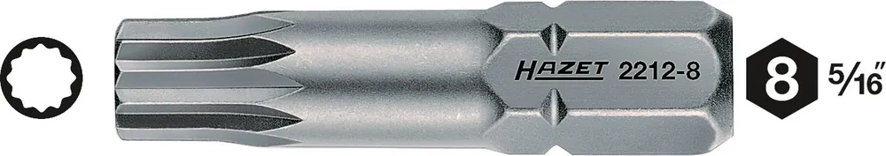 Neue Ware HAZET Bit Sechskant massiv 8 (5/16 Zoll) Innen Vielzahn Profil XZN 2212-10