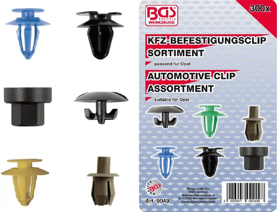 Meistverkauft BGS Kfz-Befestigungsclip-Sortiment für Opel | 300-tlg. – 9049