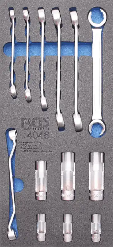BGS Werkstattwageneinlage 1/3: Offene Ringschlüssel und Spezial-Einsätze (10 mm (3/8") | 13-tlg. – 4048 Markenware
