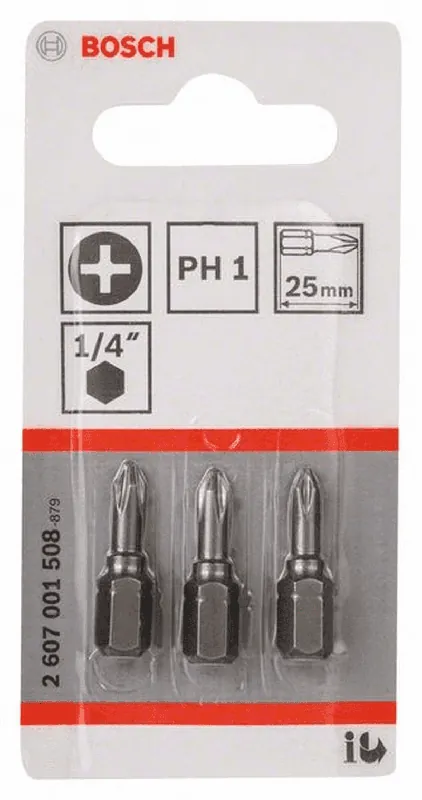 BOSCH Schrauberbit Extra-Hart PH 1 25 mm 3er-Pack 2607001508 Markenware