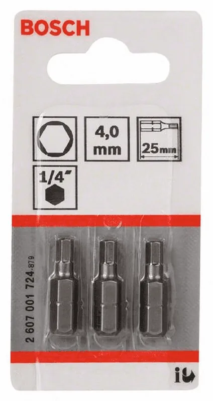 Preis Gesenkt BOSCH Schrauberbit Extra-Hart HEX 4 25 mm 3er-Pack 2607001724