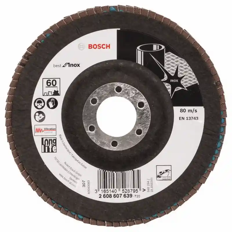 BOSCH Fächerschleifscheibe X581 Best for Inox gewinkelt 125 mm 60 Glasgewebe 2608607639 Preisknaller