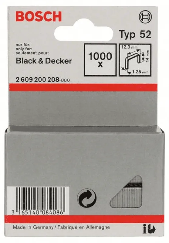 Top-Angebot BOSCH Flachdrahtklammer Typ 52 12,3 x 1,25 x 14 mm 2609200208
