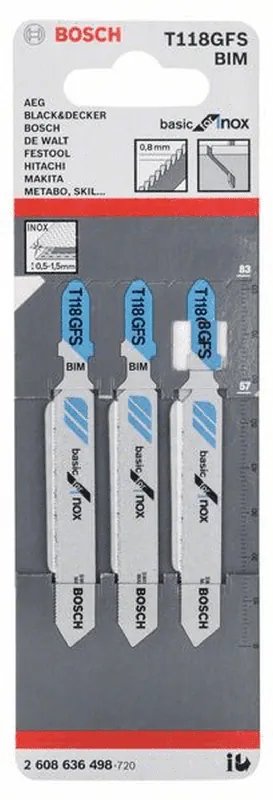 BOSCH Stichsägeblatt T 118 GFS Basic for Inox 3er-Pack 2608636498 Ausverkauf