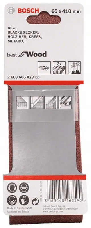 BOSCH Schleifband-Set X440 Best for Wood and Paint 3-teilig 65 x 410 mm 60 80,100 2608606023 Super-Preis