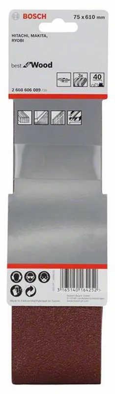 Preisknaller BOSCH Schleifband-Set X440 Best for Wood and Paint 3-teilig 75 x 610 mm 40 2608606089