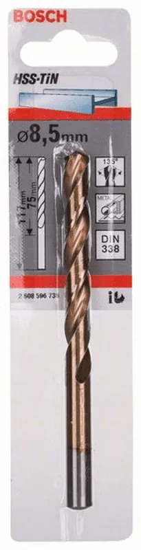 BOSCH Metallbohrer HSS-TiN DIN 338 8,5 x 75 x 117 mm 2608596736 Jetzt Bestellen