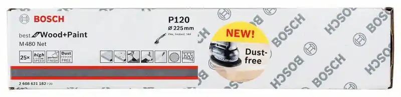 Rabatt BOSCH Schleifblatt M480 Net Best for Wood and Paint 225 mm 120 25er-Pack 2608621182