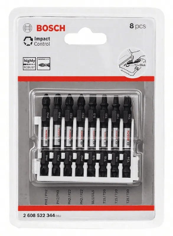 BOSCH Doppelklingenbit-Set Impact Control 8-teilig diverse 65 mm 2608522344 Top-Angebot