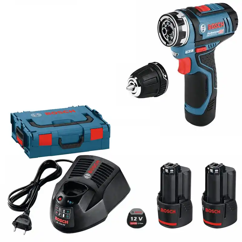 BOSCH Akku Bohrschrauber GSR 12V-15 FC mit 2 x 2,0 Ah Akku L-BOXX 1 Aufsatz 06019F6001 Direkt Vom Hersteller