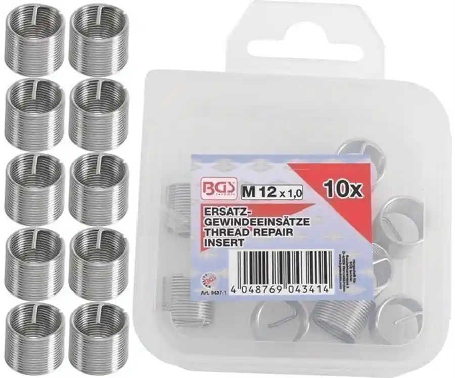 BGS Ersatz-Gewindeeinsätze | M12 x 1,0 mm | 10-tlg. – 9437-1 Schnäppchen